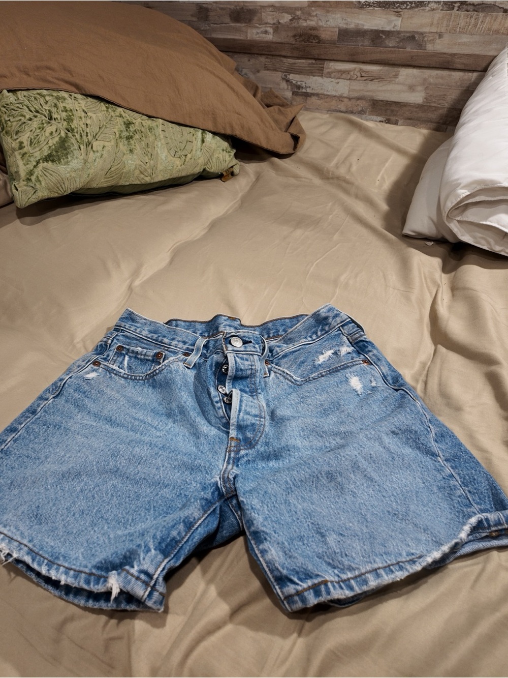 Levi's Light Blue Button-Fly Denim Shorts